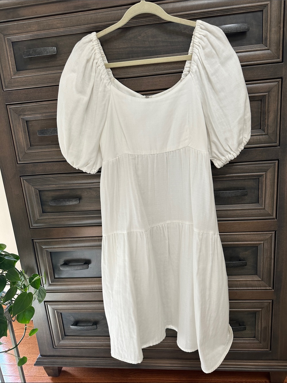 Caslon White Sl Puff Sleeve Midi Dress